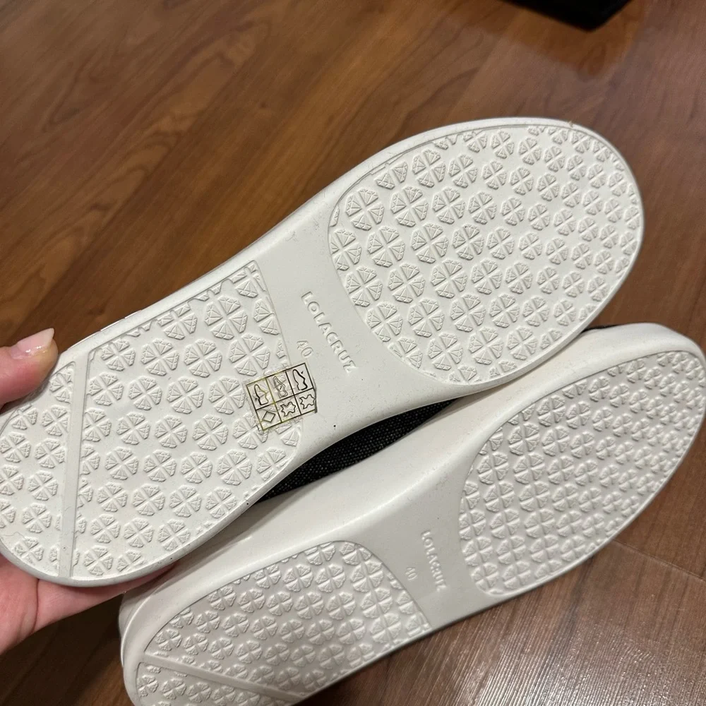 LolaCruz Leather rhinestone sneaker